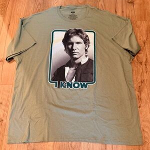 Star Wars "I Know" Olive Graphic Short-Sleeve Men’s Tee with Icon Portrait
